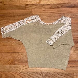 YA Los Angeles Lace Sleeve Sheer Sweater size S